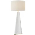 Modern White Table Lamp With Conical Marble Base And Fabric Shade Design