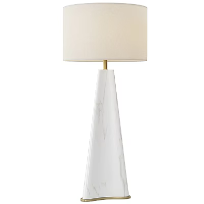 Modern White Table Lamp With Conical Marble Base And Fabric Shade Design 3d model