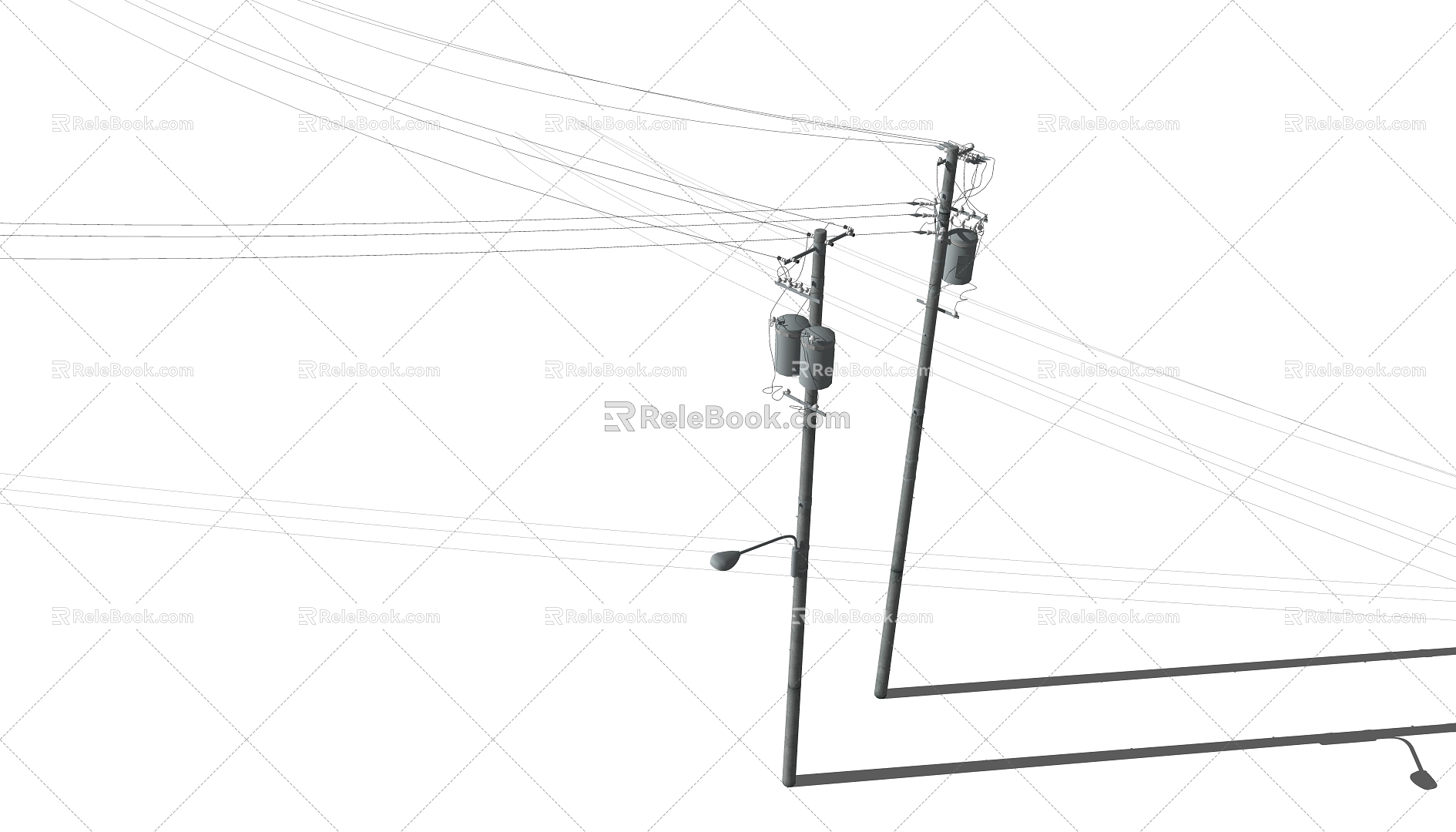 Modern wire pole wire dry 3d model