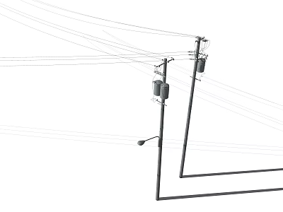 Modern wire pole wire dry 3d model