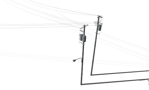 Modern wire pole wire dry 3d model