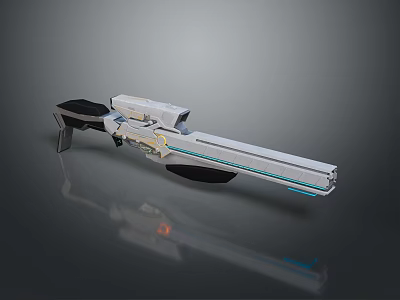 Futuristic Sci Fi Weapon With Silver Body Blue Accent Lines And Black Grip 3d model