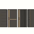 Modern Black Security Door Design With Gold Accent Stripes And Four Panel Layout 3d model