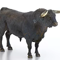 Black Bull Sculpture With Golden Horns Detailed Texture On White Background