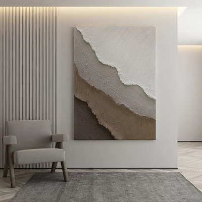Abstract Wavy Texture Painting In Neutral Tones For Minimalist Interior Decor 3d model