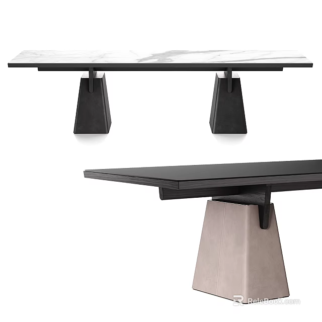 Modern Dining Table With Sleek Black Tapered Legs And Smooth White Top Design 3d model 