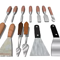 Various Craft Tools With Wooden And Black Handles And Metal Blades