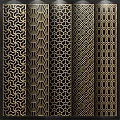 Stylish Modern Wall Decor with Various Geometric Patterns and Black Gold Accents