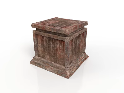 Rustic Wooden Square Storage Box With Textured Surface For Home Decor And Storage 3d model