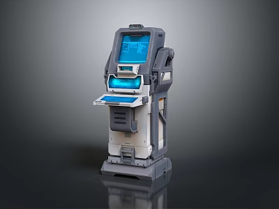 Standalone Self Service Kiosk With Interactive Touchscreen Display And Modern Design 3d model