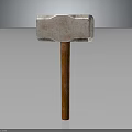 Worn Metal Head Hammer Hardware Tool With Wooden Handle Isolated On Dark Background