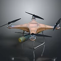 Copper Colored Quadcopter Drone With Battery Landing Gear And Four Rotors