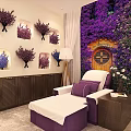 Elegant Pink Beauty Room Interior With Beauty Bed Dressing Table And Decorative Paintings