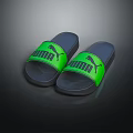 PUMA Stylish Slides With Green Straps And Dark Soles For Daily Use