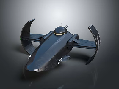 Black Futuristic Flying Vehicle With Streamlined Design Dome Shaped Top And Wing Structures 3d model