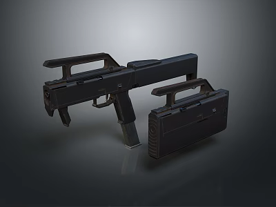 Futuristic Black Tactical Weapon Featuring Modern Modular Design And Accessory Case 3d model