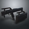 Futuristic Black Tactical Weapon Featuring Modern Modular Design And Accessory Case 3d model