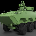 Green Wheeled Armored Military Tank with Cannon Headlights and Detailed Structure