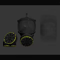 Essential Firefighting Equipment Including Gas Mask and Knee Pads with Reflective Yellow Stripes