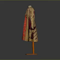 Vintage Embroidered Velvet Coat With Red Lining On Orange Mannequin