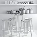 Nordic Table and Chair Combination Bar 3d model