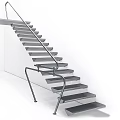 Modern Stainless Steel Staircase With Metal Handrail And Minimal Design