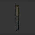 Old Green Window Frame With Broken Glass And Brick Wall Design