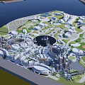 Integrated Commercial Complex Master Plan With Green Spaces Water Features And Multifunctional Buildings 3d model