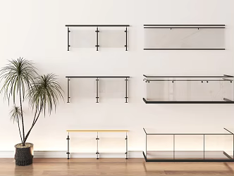 Modern Railing Glass Railing Glass Guardrail Glass Fence 3d model