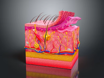 Medical Device 3D Anatomical Model Showing Human Skin Layers And Structures 3d model