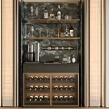 Modern Luxury Built In Wine Cabinet With Marble Backdrop And Warm Side Ambient Lighting