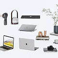 Modern Laptop Setup With Open Closed Models Camera Cup And Home Office Accessories 3d model