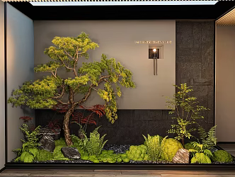 Courtyard landscape sketch modeling pine plant combination mountain pine stone micro terrain fresh 3d model