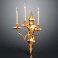 Golden Decorative Candle Lamp With Three Candles And Geometric Design For Indoor Lighting