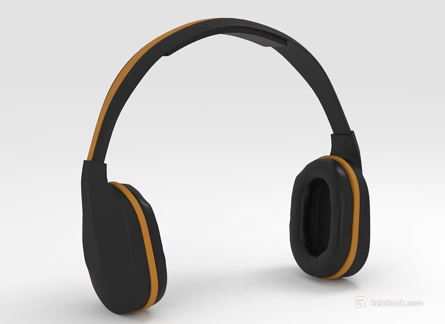 Black And Orange Over Ear Headphones With Stylish Headband And Sleek Ear Cups Design 3d model 