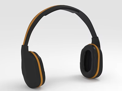 Black And Orange Over Ear Headphones With Stylish Headband And Sleek Ear Cups Design 3d model