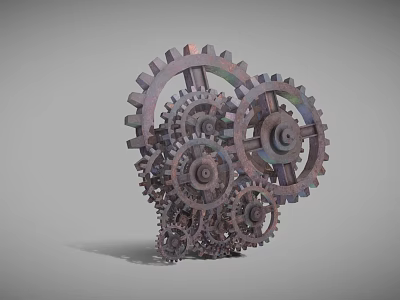 Industrial Equipment Mechanical Interconnected Metal Gears For Precision Machinery Systems 3d model
