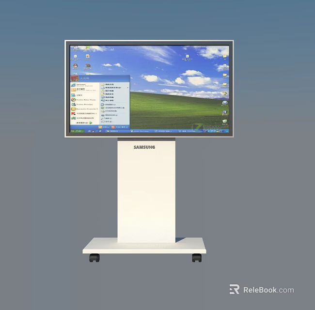 Public Facility Samsung Vertical Touchscreen Interactive Information Kiosk with Wheels for Public Areas 3d model 
