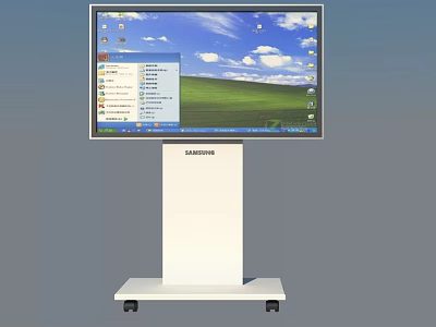 Public Facility Samsung Vertical Touchscreen Interactive Information Kiosk with Wheels for Public Areas 3d model