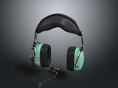 Green Earmuff Headphones With Black Headband And Comfortable Fit Design For Daily Use 3d model