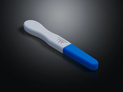 Reliable Home Pregnancy Test Stick With White And Blue Handle And Clear Result Window 3d model