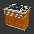 Orange Freestanding Kitchen Stove With Multiple Burners Storage Drawers And Stainless Steel Trim
