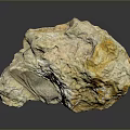 Natural Stone Material With Yellowish White Color And Irregular Shape On Dark Reflective Background
