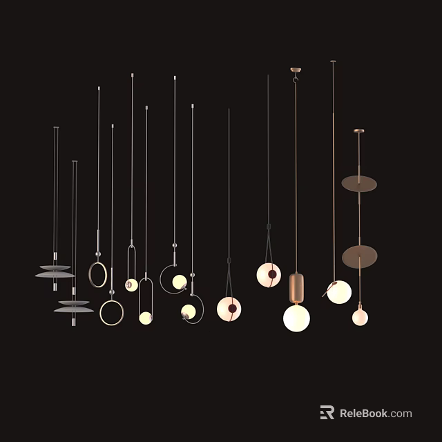 Modern Pendant Lights With Various Shapes And Hanging Designs For Interior Decor 3d model 