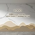 Modern Background Wall with Marble Texture LOGO and Mountain Shaped Decoration 3d model