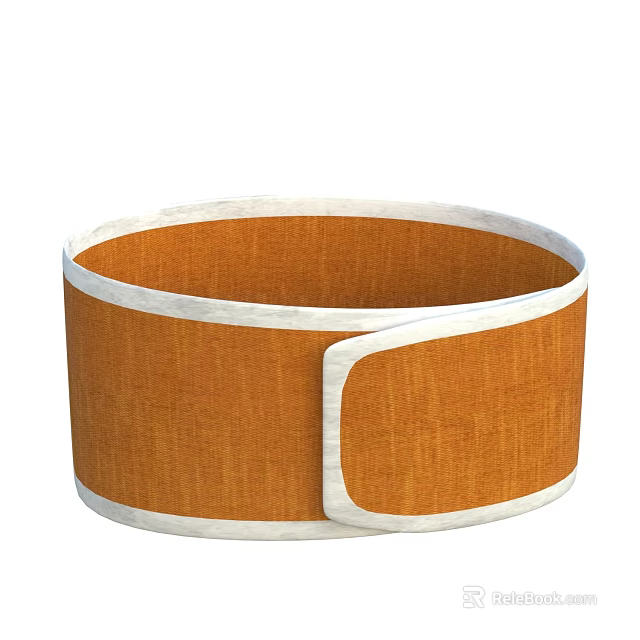 Adjustable Medical Device For Lumbar Support With Elastic Orange Fabric And White Binding Edges 3d model 