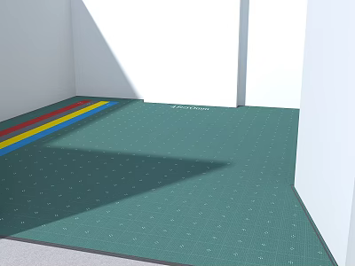 Kindergarten Play Area Interior With Green Safe Mat And Colorful Stripes 3d model