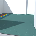 Kindergarten Play Area Interior With Green Safe Mat And Colorful Stripes
