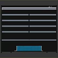Commercial Display Cabinet With Multiple Shelves Black Design And Blue Bottom Panel