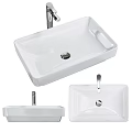 Modern White Ceramic Wash Basin with Square Shape Countertop Mounted Design 3d model